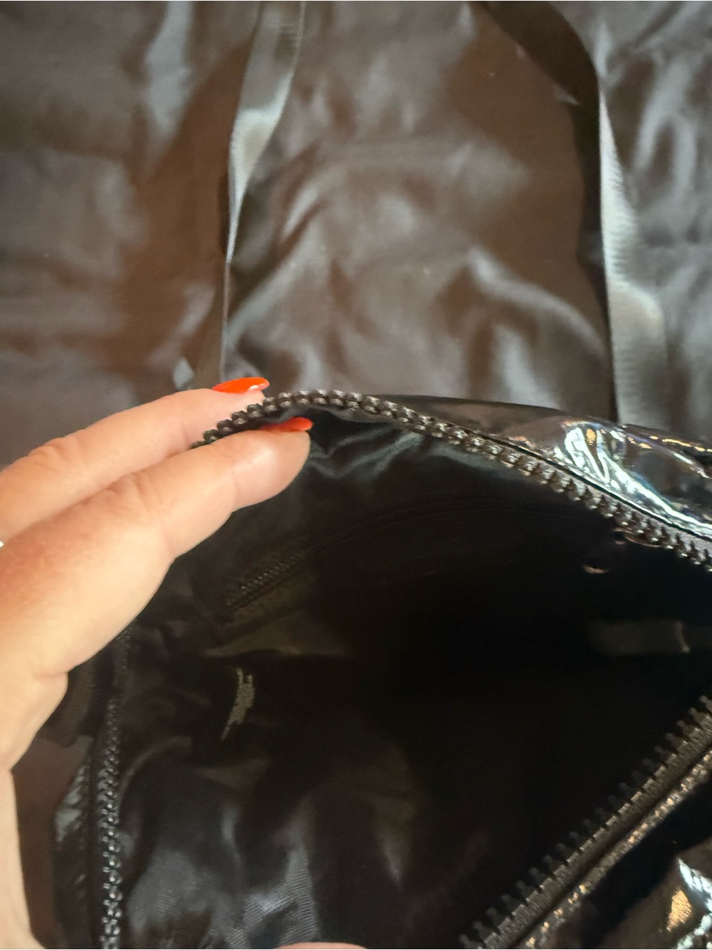 Tahari Black Quilted Patent Crossbody Bag - Picture 4 of 5